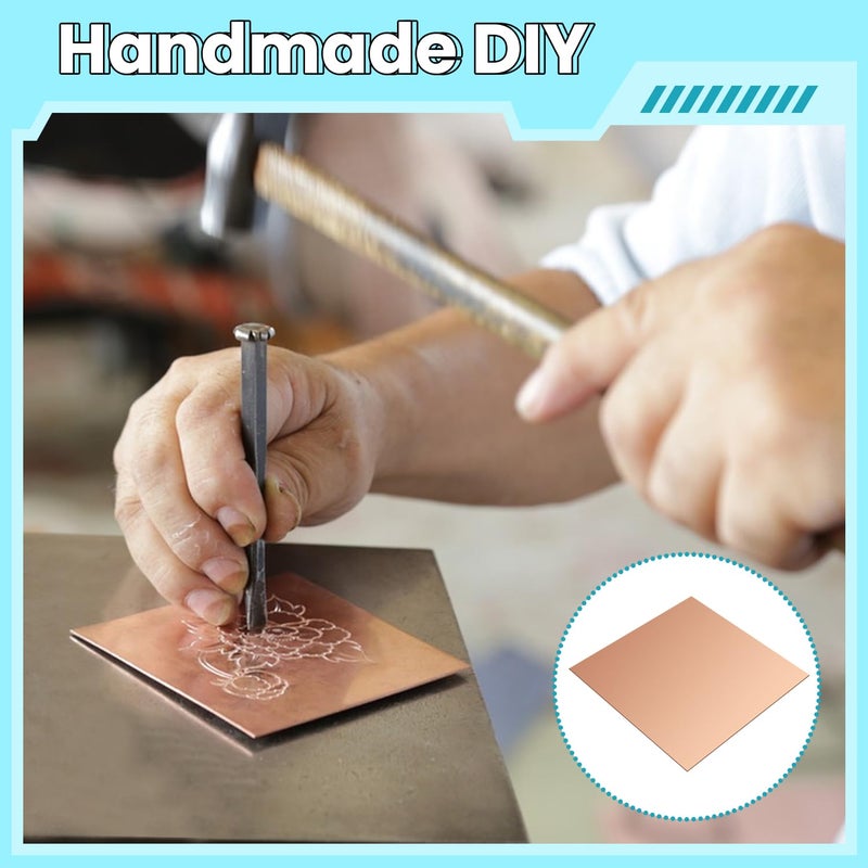 QIMAOO Copper Sheet, 2 Pieces of Copper Plates 4"×4"-24 Gauge(0.5mm) Thickness, 99% Pure Copper Sheets for Metal Crafts, Jewelry Making, DIY, Jewelry - Image 5